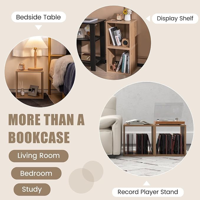 2 Stackable Cubes Bookcase, Wooden Cubby Storage Organizer - Image 9