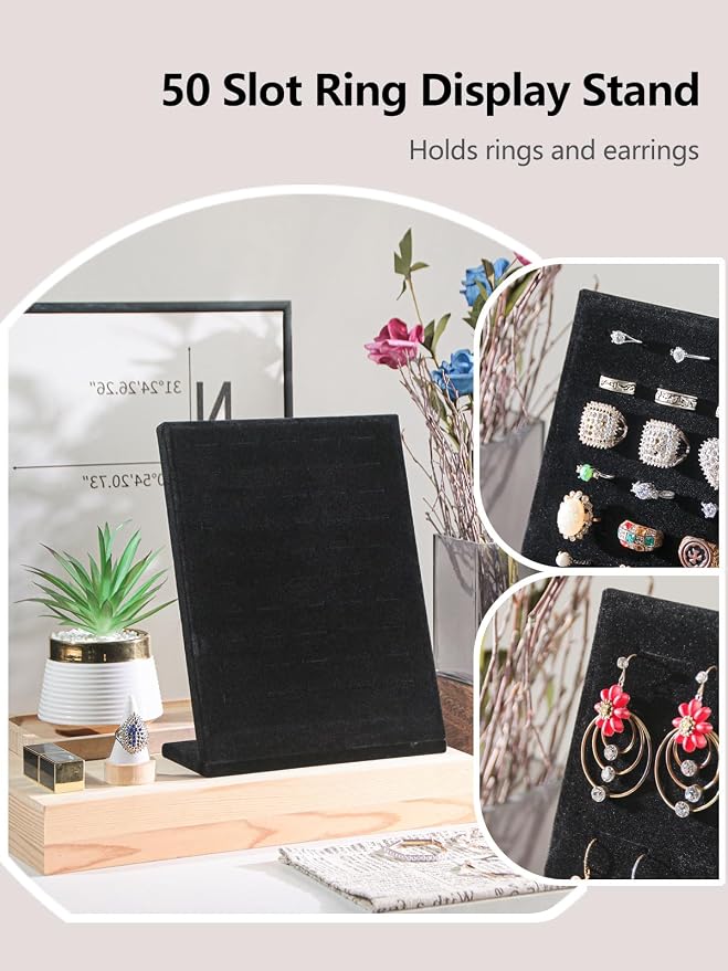 Ring Board Display Stand, Velvet Jewelry Earring Organizer Holder - Image 5