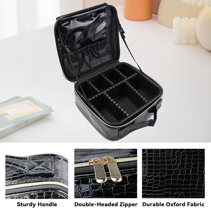 Travel Makeup Bag Makeup Cosmetic Train Case Organizer Portable Storage Bag - Image 4