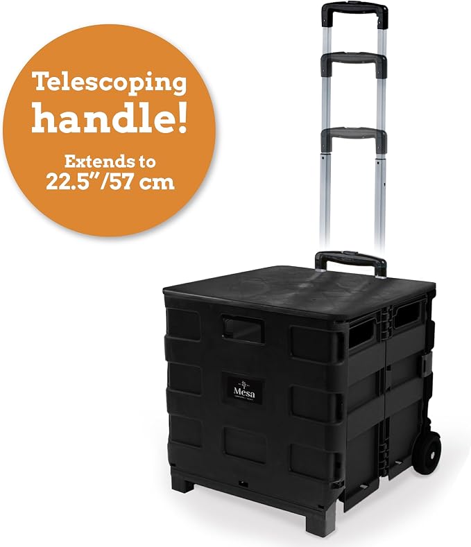 Collapsible Ultra-Slim Pack-N-Roll, 2 Wheel Utility Cart w/Lid used as Seat up - Image 4