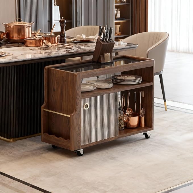 Black Walnut Side Table with Storage, Narrow End Table with Magazine Rack | - Image 7