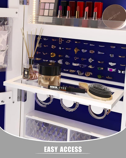 Full Length Mirror with Storage, Standing Mirror Jewelry Cabinet with 3 Color - Image 5