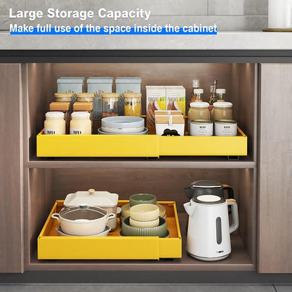 Mustorn 2 Pack Pull Out Cabinet Organizer, Expandable Slide Out Drawers - Image 4