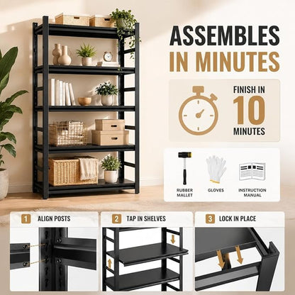 Metal Bookshelf Adjustable Industrial Bookcase Heavy Duty Shelving Unit | - Image 8