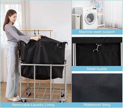Laundry Cart Commercial Black, 11.35 Bushel Large Industrial Rolling Laundry - Image 6