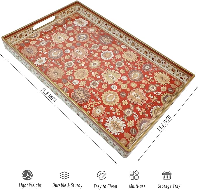 Spsyrine Serving Tray, Plastic Rectangular Coffee Table Tray - Image 3