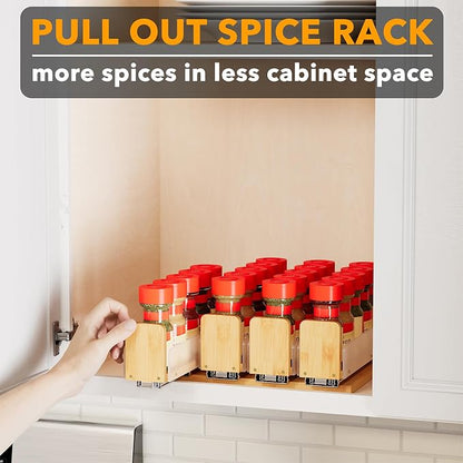 SpaceAid Bamboo Pull Out Spice Rack Organizer - Image 5