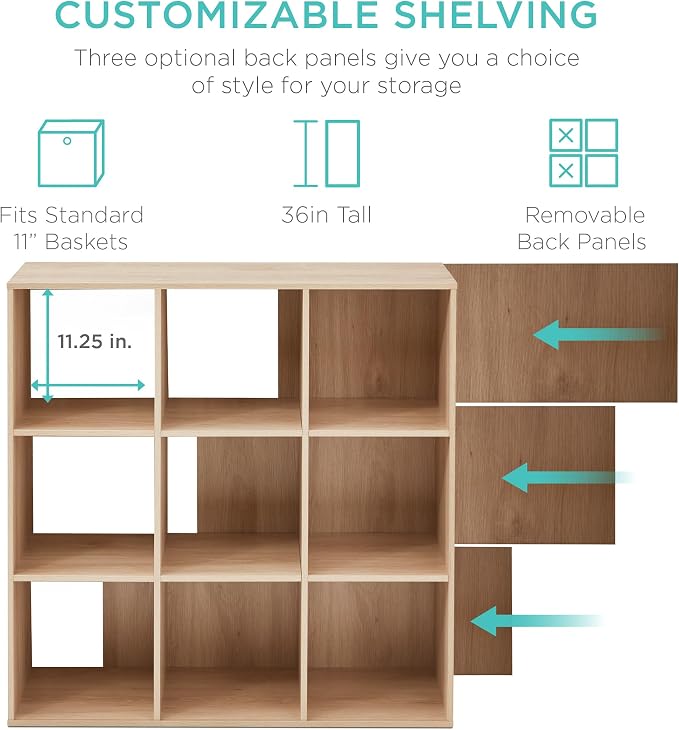 Best Choice Products 9-Cube Storage Organizer, 11in Shelf Opening, Display Shelf - Image 3
