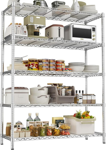 Storage Shelves Heavy Duty, 5-Tier Adjustable Metal Industrial Utility Shelf by ROOMTEC