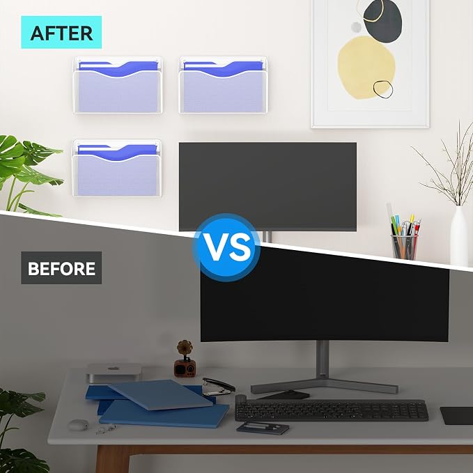 Single Pocket Wall File Holder, Mesh Hanging File Folder Paper Organizer - Image 5