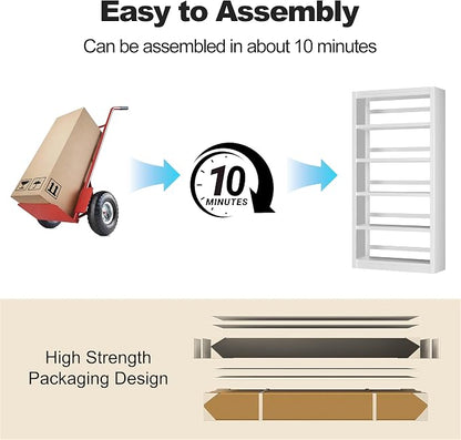 5 Tier Metal Bookcase, Sturdy Modern Heavy Duty Display Bookcases - Image 5