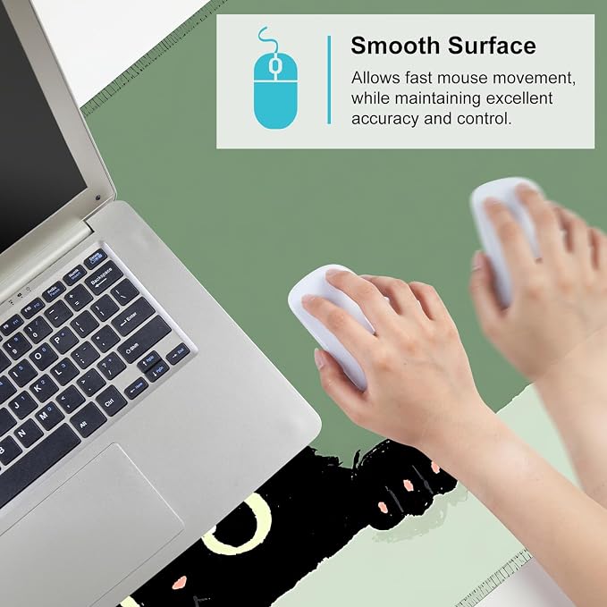 Cute Black Cat Large Mouse Pad – Extended Desk Mat 35.43 x 15.75 in – Kawaii - Image 6