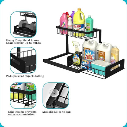 REALINN Under Sink Organizer, Pull Out Cabinet Storage 2 Tier Slide Out Sink - Image 6