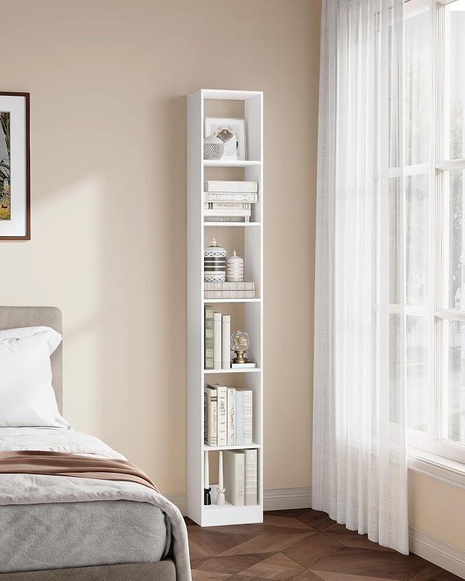 Hzuaneri Bookcase, Tall Narrow Bookshelf, Open Display Storage Shelf | Skinny - Image 7