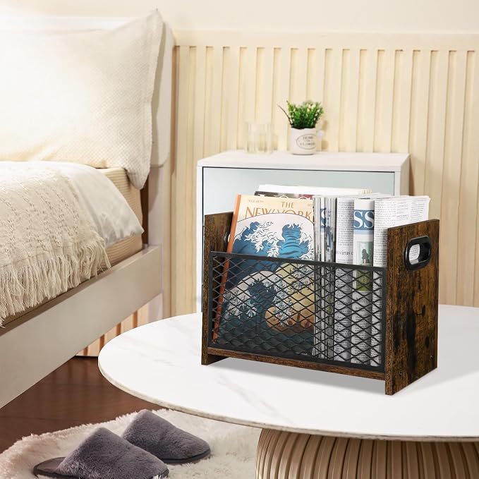 YINMIT Magazine Holder, Magazine Rack Floor, Magazine Storage Basket, File - Image 9