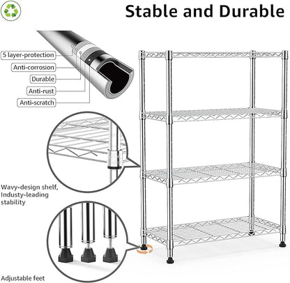 1000 lbs Storage Shelving Steel Heavy Duty 4-Tier Utility Shelving Unit Steel - Image 4