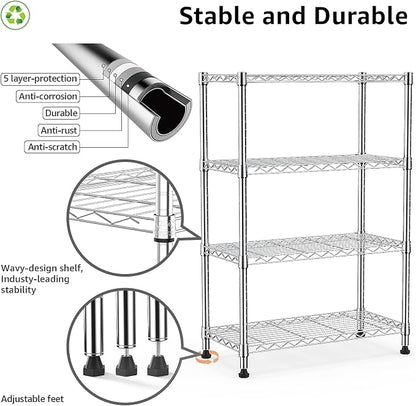 1000 lbs Storage Shelving 4-Tier Utility Shelving Unit Steel Organizer Wire Rack - Image 4