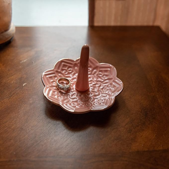 Ceramic Pink Mandala Jewelry Holder Decorative Ring Holder/Trinket Tray - Image 3