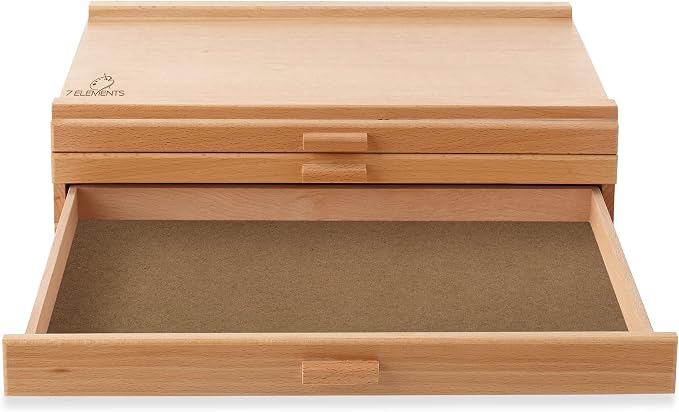 7 Elements 3 Drawer Wooden Artist Storage Supply Box - Image 5