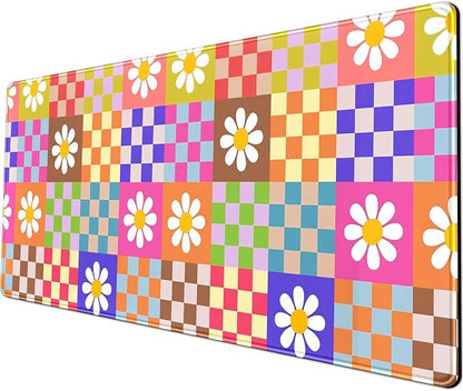 Pink Desk Mat Trendy Checkered Aesthetic Desk Pad Computer Large Mouse Pad by YKJWW