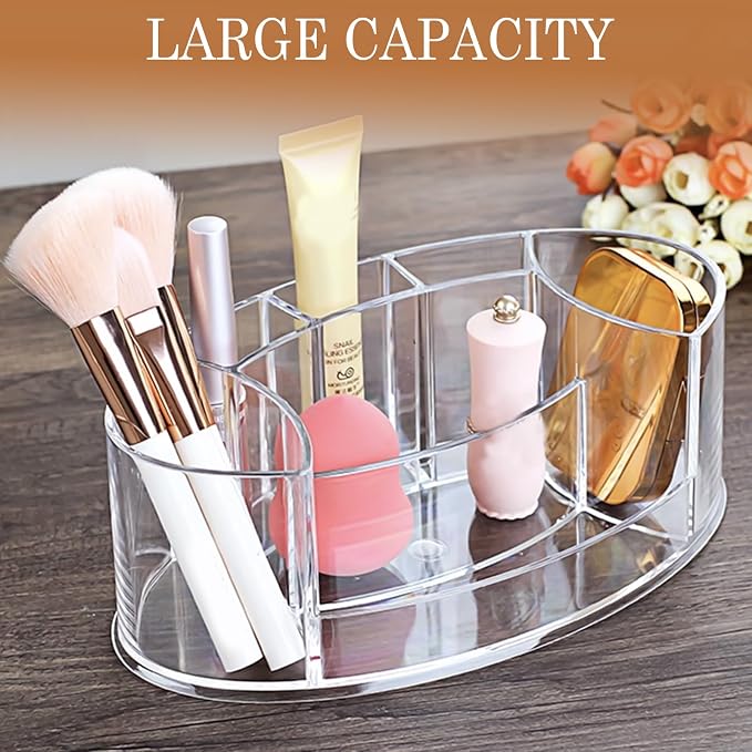 Acrylic Makeup Organizer, 9” x 5” Compact Cosmetic Holder - Image 3