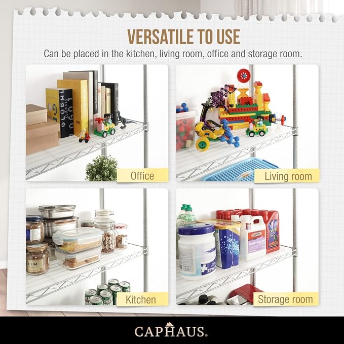 CAPHAUS NSF Heavy Duty Wire Shelving w/Wheels, Leveling Feet & Liners, Storage - Image 6