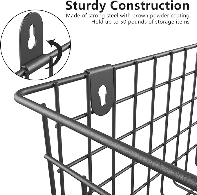 MaraFansie Wire Basket 2-Pack Hanging Wall Organizer Cabinet Storage Basket - Image 4