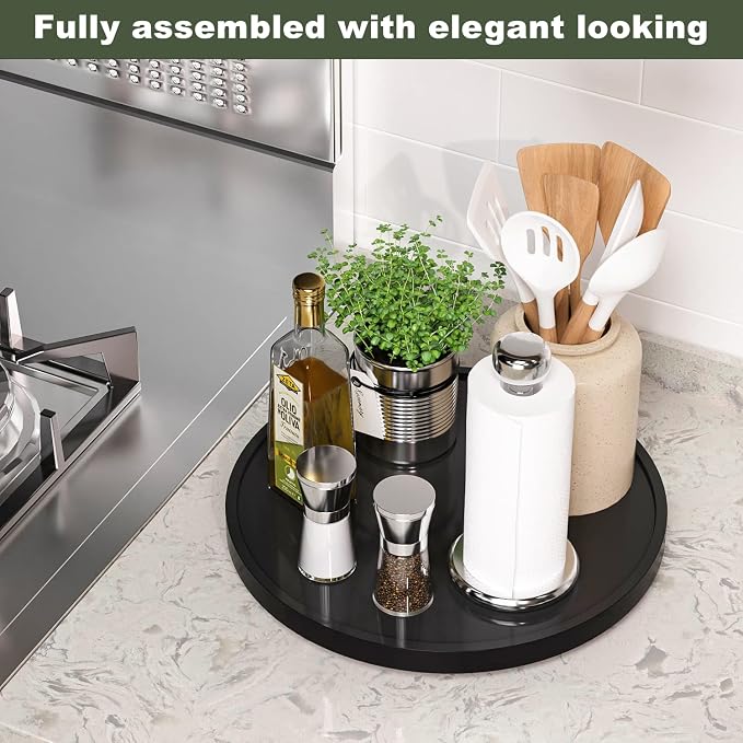 Lazy Susan Organizer, 13.2 Inch Non-Skid Bamboo Lazy Susan - Image 2