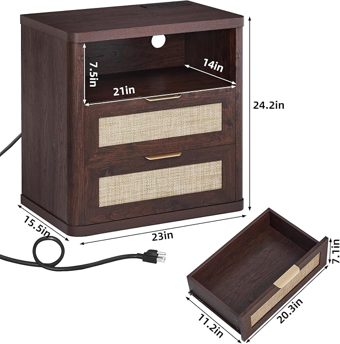LEYAOYAO Rattan Nightstands Set of 2 - Image 3