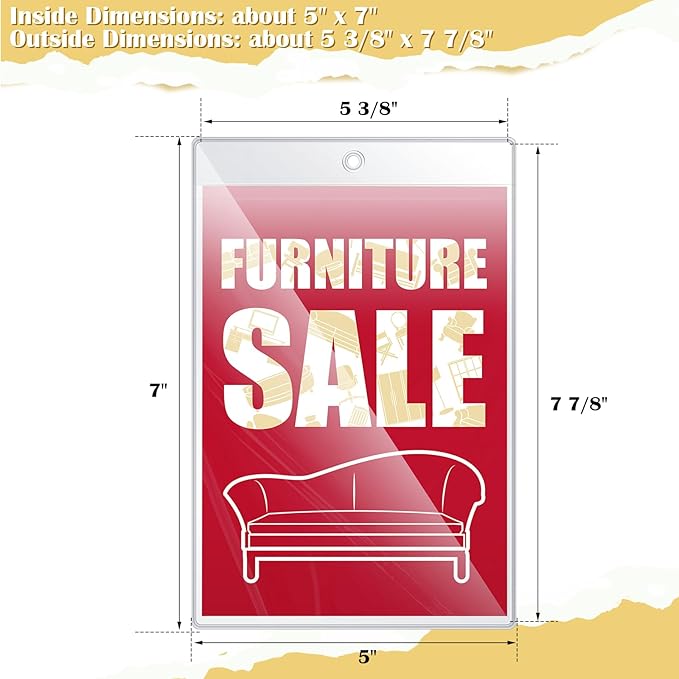 50 Pcs Clear Plastic Furniture Tags Holders Bulk 5 x 7 Inch - Image 2