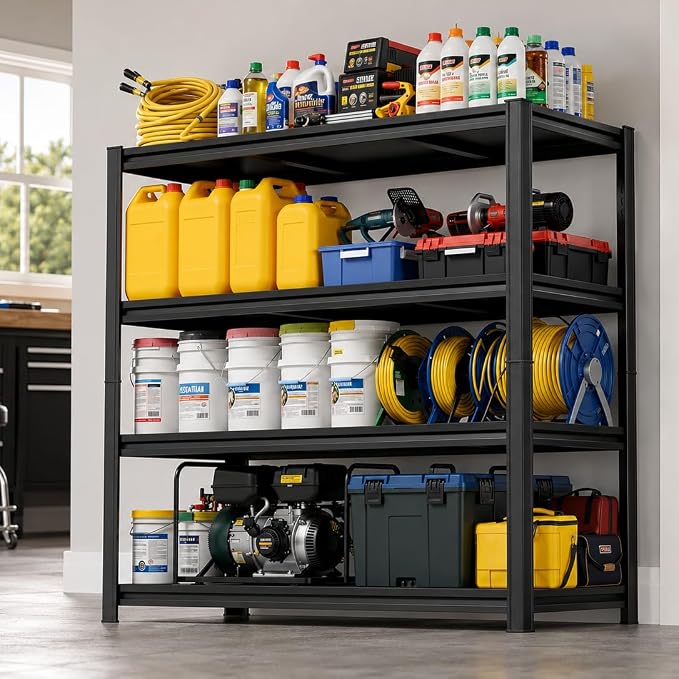 45" W Garage Shelving 4-Tier Heavy Duty Storage Shelves, Adjustable Metal Shelf - Image 2