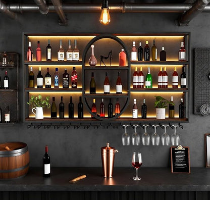 71IN Large Wall Mount Wine Rack, Metal 4 Tier Hanging Bottle Holder - Image 3