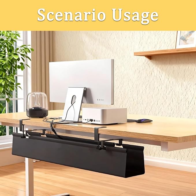 No Drill Under-Desk Cable Management Tray, Desktop Cable Organizer, Fabric - Image 6