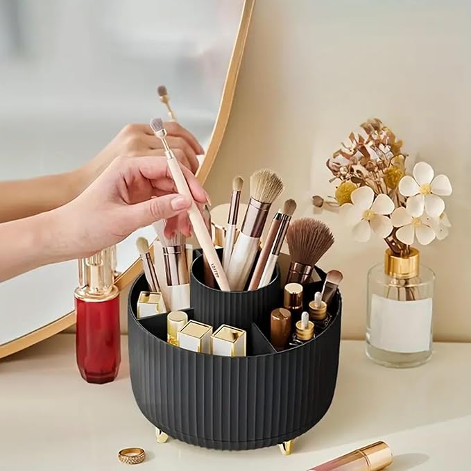 360° Rotate Makeup Brush Organizer, Skincare & Cosmetic Holder - Image 2