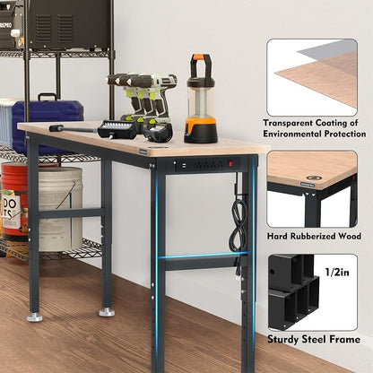 WORKPRO 72" Adjustable Workbench, 3000 LBS Load Capacity Hardwood Garage - Image 5