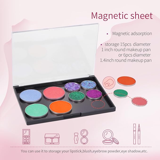 Magnetic Makeup Palette with Clear Top, Empty Eyeshadow Pan Dispensing Storage - Image 3