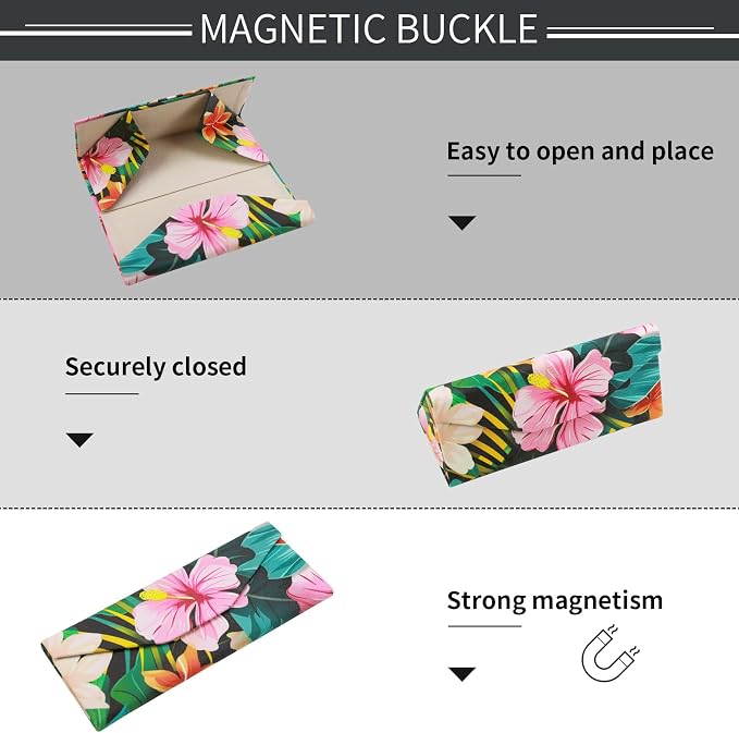 Foldable Glasses Case, Magnetic PU Leahter Sunglasses Case, Cute Hard Shell - Image 5