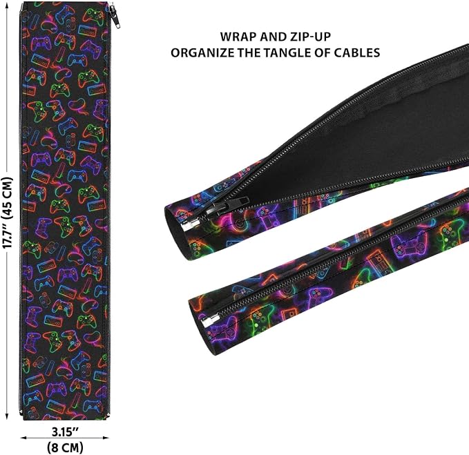 WIRESTER 2 Pack Zipper Cable Management Sleeve, 17.7 Inch Cord Organizer and - Image 3