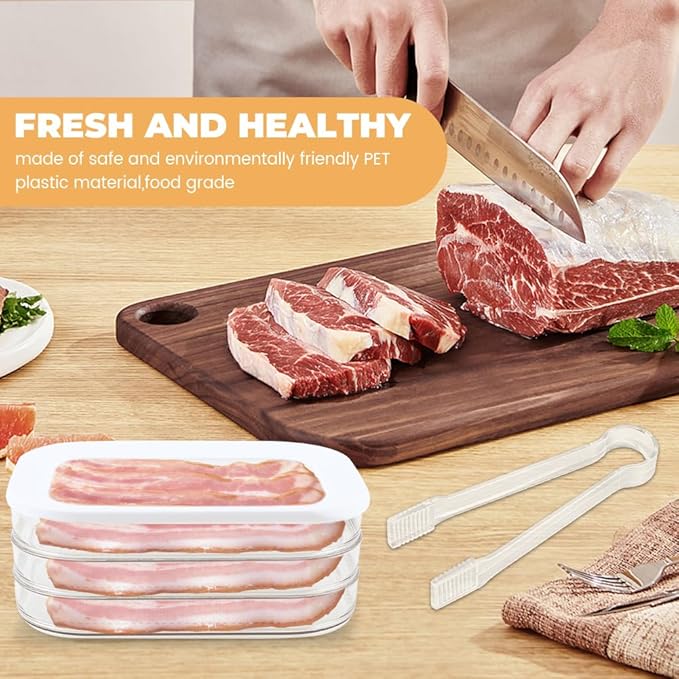 Deli Meat Container for Fridge, 3-Tier Stackable Clear Cold Cuts Storage - Image 3