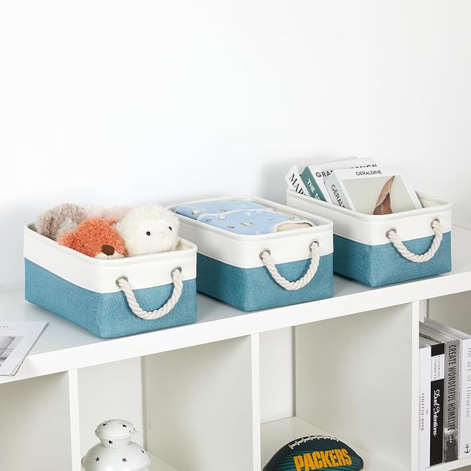Bidtakay Small Storage Baskets for Shelves 3 Pack Fabric Storage Bins for - Image 3