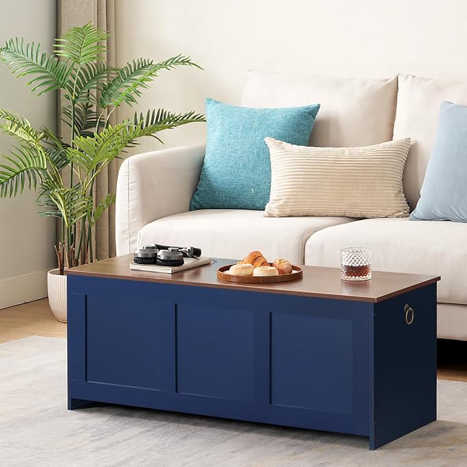 HOOBRO Storage Bench, 39.3" Retro Wooden Storage Chest, Wooden Storage Trunk - Image 6