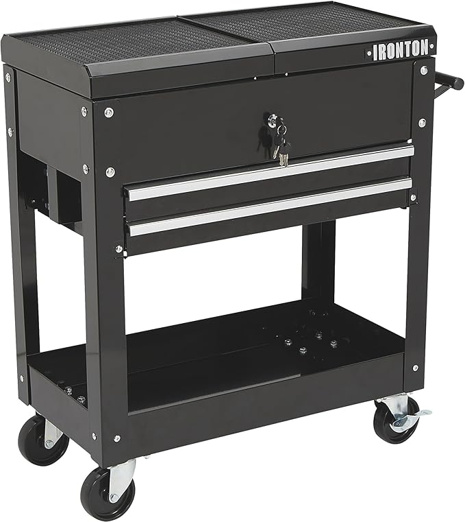 Ironton 28in. 2-Drawer Tool Cart, 350-Lb. Capacity, Heavy-Duty Rolling Service by Ironton