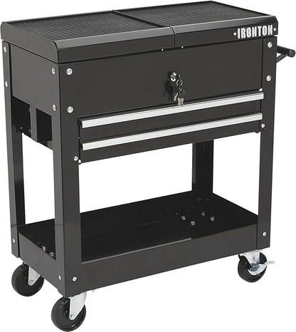 Ironton 28in. 2-Drawer Tool Cart, 350-Lb. Capacity, Heavy-Duty Rolling Service by Ironton
