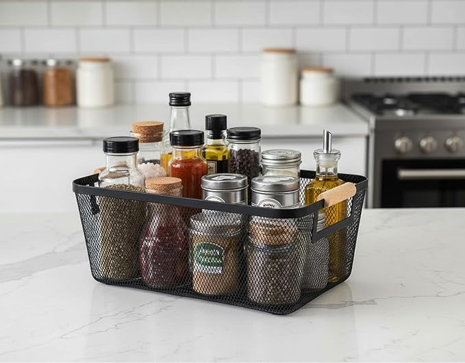 2-Pack Metal Mesh Basket, Medium Wire Storage Organizer - Image 4