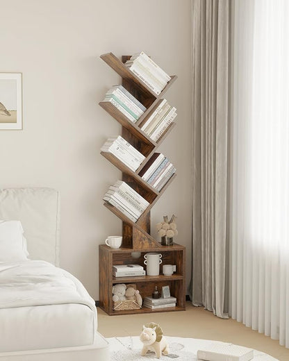 SUNMORY 6 Tier Tree Bookshelf, Tall Small Bookcase - Image 8