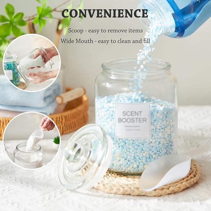 Laundry Glass Jars with Dryer Sheets Holder, Containers with Scoop and Labels - Image 7