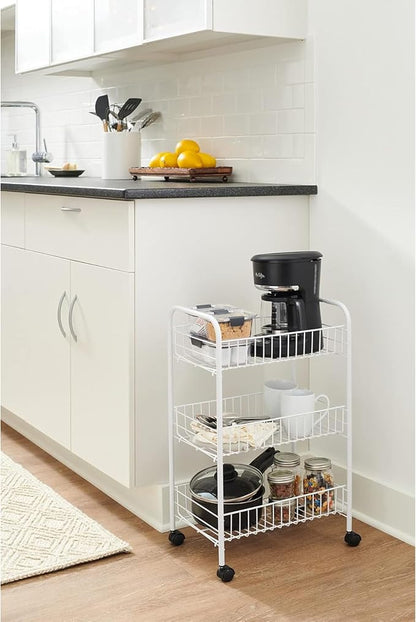 Rubbermaid 3-Tier Shelving Wheeled Organizer, Wire Adjustable Metal Storage Cart - Image 5