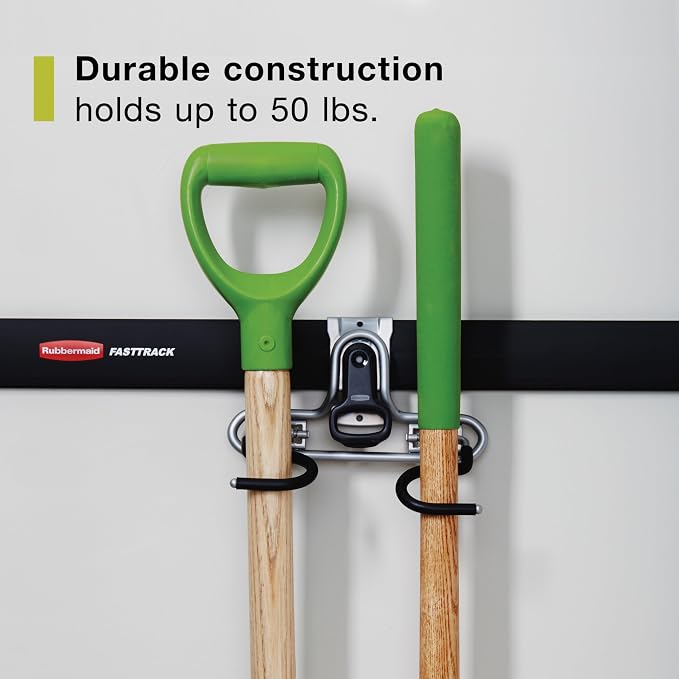 Rubbermaid FastTrack 2-Handle Hook Mounted Garage Storage and Space Saving - Image 3
