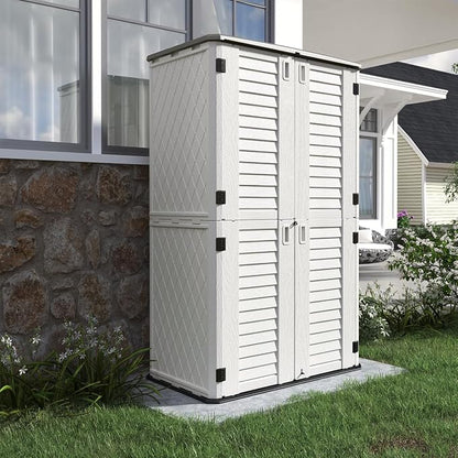 KINYING Outdoor Storage Cabinet Waterproof, Resin Vertical Outdoor Storage Shed - Image 3
