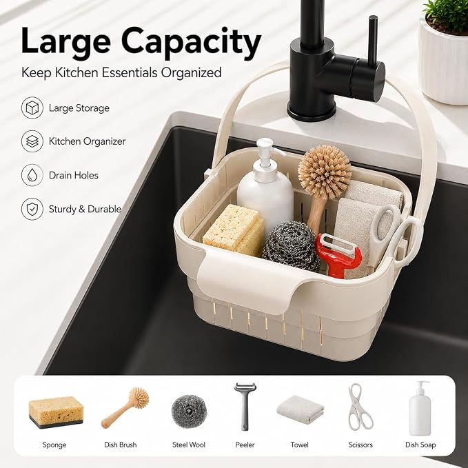 Foldable Sink Drain Basket, Hang Collapsible, Colander - Image 3